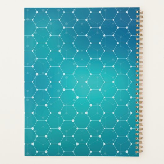 Jouw naam toevoegen | Blauw Blauwgroen DNA-patroon Planner (Achterkant)