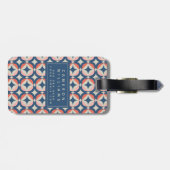 Jouw naam toevoegen | Blauw en koraal Geometrisch  Bagagelabel (Achterkant horizontaal)