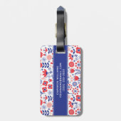 Jouw naam toevoegen | Blauw- en koraalpatroon Bagagelabel (Achterkant verticaal)