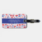 Jouw naam toevoegen | Blauw- en koraalpatroon Bagagelabel (Achterkant horizontaal)