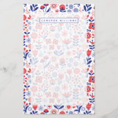 Jouw naam toevoegen | Blauw- en koraalpatroon Briefpapier (Voorkant)