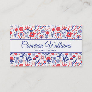 Jouw naam toevoegen   Blauw- en koraalpatroon Visitekaartje