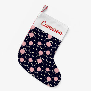 Jouw naam toevoegen   Blauw en roze groot puntpatr Kleine Kerstsok