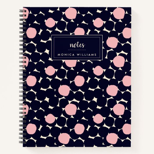 Jouw naam toevoegen | Blauw en roze groot puntpatr Notitieboek (Voorkant)