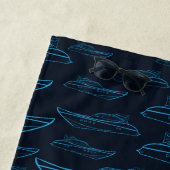 Jouw naam toevoegen | Blauw jacht Patroon Strandlaken (In situ)