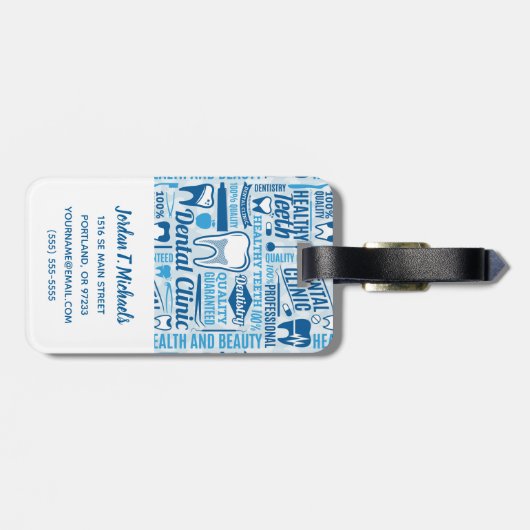 Jouw naam toevoegen | Blauw tandheelkundig klinisc Bagagelabel (Achterkant horizontaal)