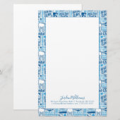 Jouw naam toevoegen | Blauw tandheelkundig klinisc Briefpapier (Voorkant / Achterkant)