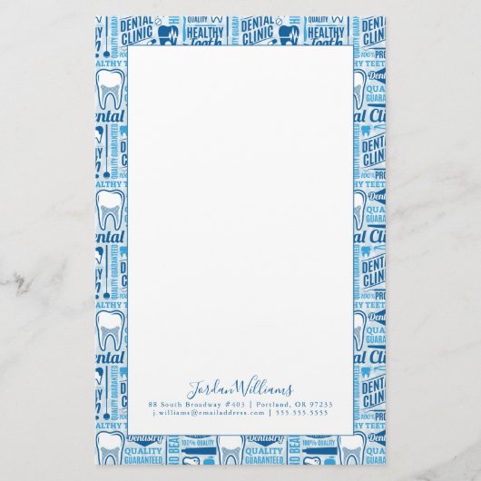 Jouw naam toevoegen | Blauw tandheelkundig klinisc Briefpapier (Voorkant)