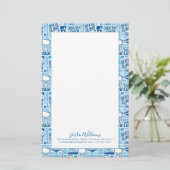 Jouw naam toevoegen | Blauw tandheelkundig klinisc Briefpapier (Staand voorkant)