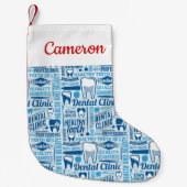 Jouw naam toevoegen | Blauw tandheelkundig klinisc Kleine Kerstsok (Voorkant)