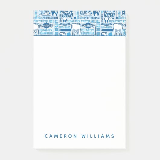 Jouw naam toevoegen | Blauw tandheelkundig klinisc Post-it® Notes (Voorkant)