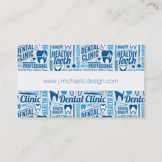 Jouw naam toevoegen | Blauw tandheelkundig klinisc Visitekaartje (Achterkant)