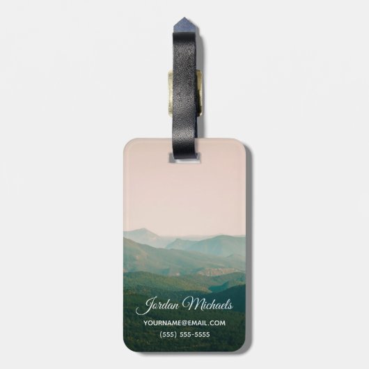 Jouw naam toevoegen | Blauw van de bergen Bagagelabel (Achterkant verticaal)