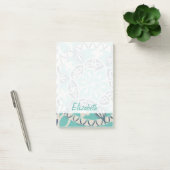 Jouw naam toevoegen | Blauwe batik Tile I Post-it® Notes (Kantoor)