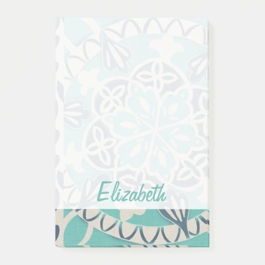 Jouw naam toevoegen | Blauwe batik Tile I Post-it® Notes (Voorkant)