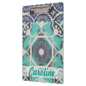 Jouw naam toevoegen | Blauwe batik Tile II Klembord (Links)