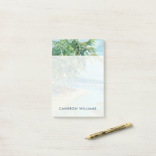 Jouw naam toevoegen | Blauwe kuststrook Post-it® Notes (Op bureau)