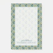 Jouw naam toevoegen | Blauwgroen en geel patroonpa Post-it® Notes (Voorkant)