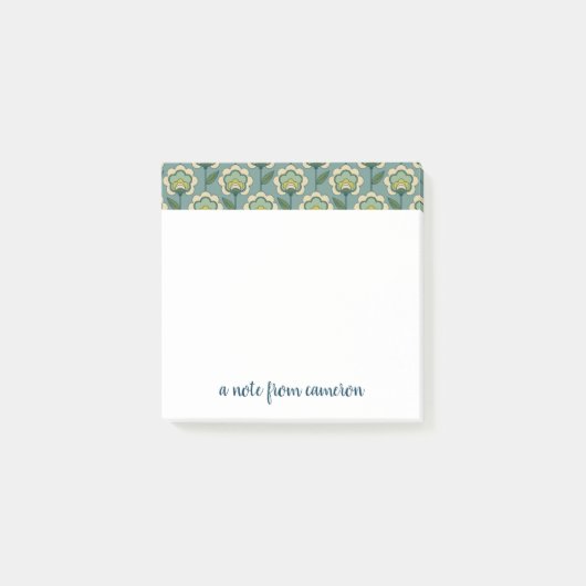 Jouw naam toevoegen | Blauwgroen en geel patroonpa Post-it® Notes (Voorkant)