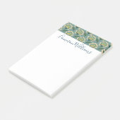 Jouw naam toevoegen | Blauwgroen en geel patroonpa Post-it® Notes (Schuin)