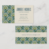 Jouw naam toevoegen | Blauwgroen en geel patroonpa Visitekaartje (Voorkant / Achterkant)