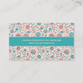 Jouw naam toevoegen | Blauwgroen- en koraalfolkkun Visitekaartje (Achterkant)