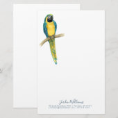 Jouw naam toevoegen | Blauwgroen Macaw Briefpapier (Voorkant / Achterkant)