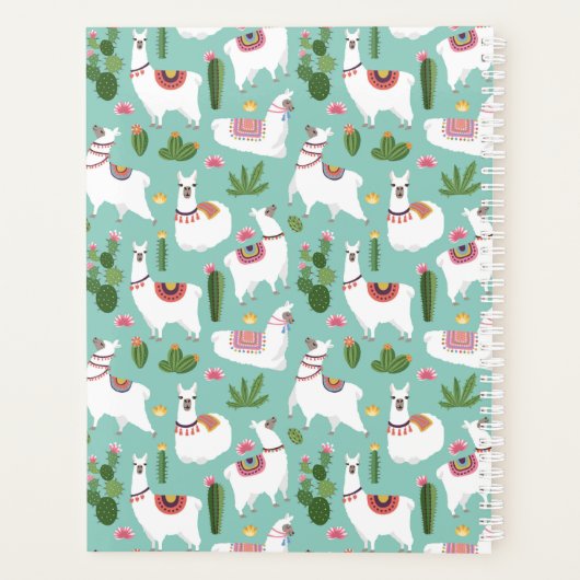 Jouw naam toevoegen | Blauwgroen patroon met luido Planner (Achterkant)