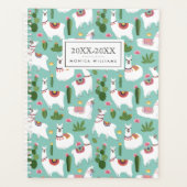 Jouw naam toevoegen | Blauwgroen patroon met luido Planner (Voorkant)