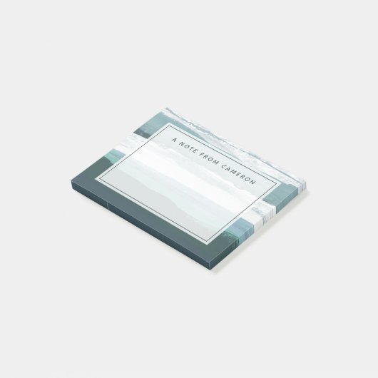 Jouw naam toevoegen | Blauwgroen Zee Post-it® Notes (Schuin)