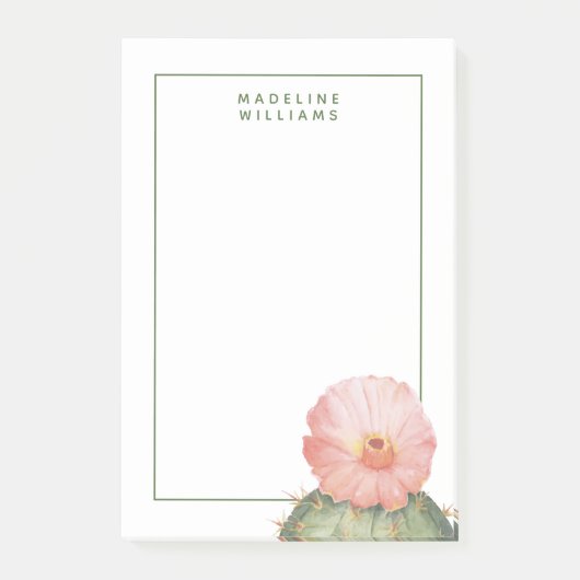 Jouw naam toevoegen | Bloemende cactus Post-it® Notes (Voorkant)