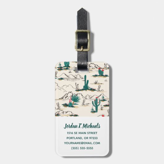 Jouw naam toevoegen | Blooming Succulents Pattern Bagagelabel (Voorkant verticaal)