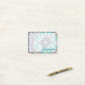 Jouw naam toevoegen | Blue Batik Tegel II Post-it® Notes (Op bureau)