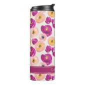 Jouw naam toevoegen | Botanisch patroon Waterverf Thermosbeker (Gedraaid links)