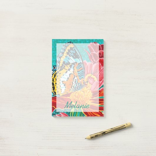 Jouw naam toevoegen | Botervlieg met bestemming I Post-it® Notes (Op bureau)