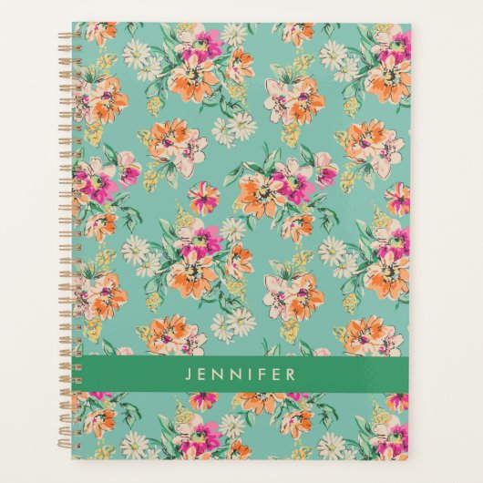 Jouw naam toevoegen | Bright Sketch Floral Pattern Planner (Voorkant)