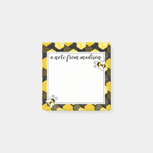 Jouw naam toevoegen | Bumble bee Honeycomb Pattern Post-it® Notes (Voorkant)