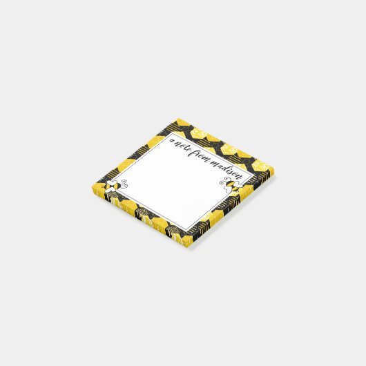 Jouw naam toevoegen | Bumble bee Honeycomb Pattern Post-it® Notes (Schuin)