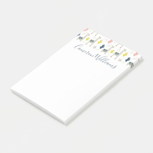 Jouw naam toevoegen | Cactus & Llamas Pattern Post-it® Notes (Schuin)