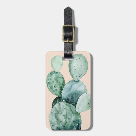 Jouw naam toevoegen | Cactus op koraal Bagagelabel (Voorkant verticaal)