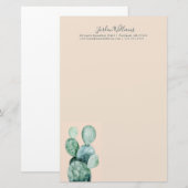 Jouw naam toevoegen | Cactus op koraal Briefpapier (Voorkant / Achterkant)
