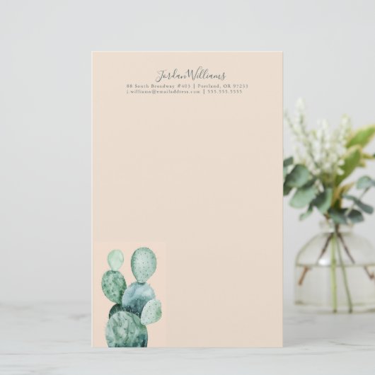 Jouw naam toevoegen | Cactus op koraal Briefpapier (Staand voorkant)