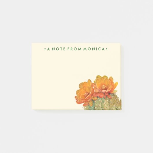 Jouw naam toevoegen | Cactus Oranje bloesems Post-it® Notes (Voorkant)