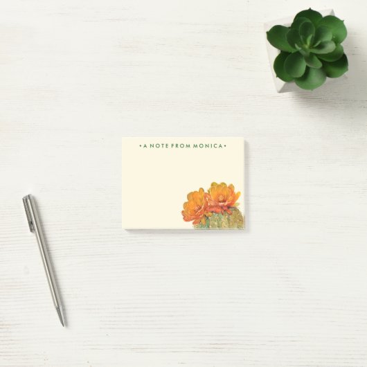 Jouw naam toevoegen | Cactus Oranje bloesems Post-it® Notes (Kantoor)