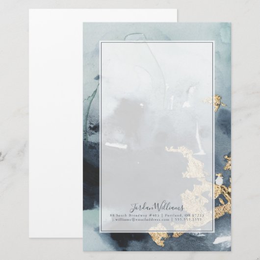 Jouw naam toevoegen | Cerulean & Gold Briefpapier (Voorkant / Achterkant)