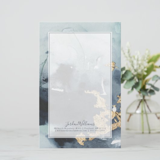 Jouw naam toevoegen | Cerulean & Gold Briefpapier (Staand voorkant)