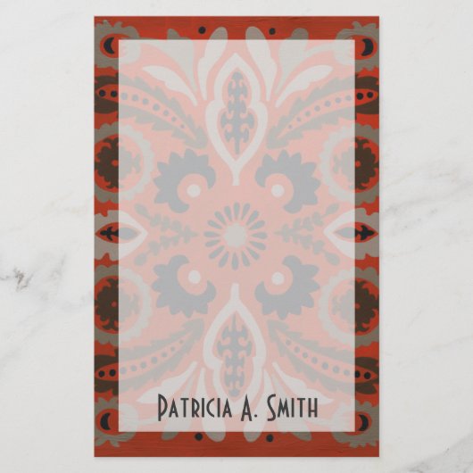 Jouw naam toevoegen | Cinnabar Suzani II Briefpapier (Voorkant)