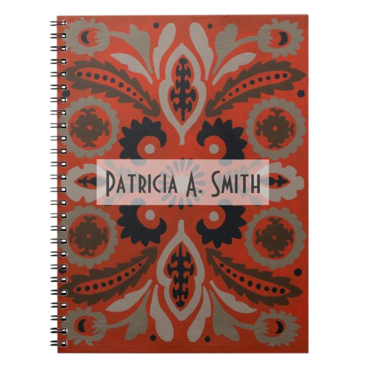 Jouw naam toevoegen | Cinnabar Suzani II Notitieboek (Voorkant)