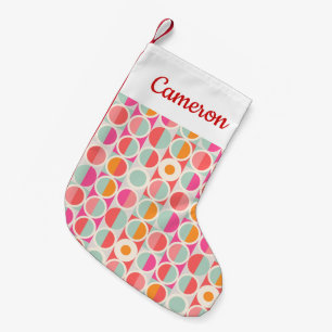 Jouw naam toevoegen   Cirkelpatroon Hot-roze retro Kleine Kerstsok
