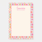 Jouw naam toevoegen | Cirkelpatroon Hot-roze retro Post-it® Notes (Voorkant)